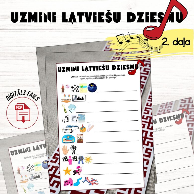 Latvijas spēle "Uzmini Latviešu Dziesmu" 2. daļa, digitāls PDF fails